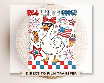 Red White and Goose 4th of July DTF Transfer, Patriotic Shirt