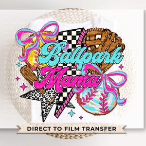 Softball Baseball Mama DTF Transfer, Ready to Press, T-shirt Transfer, Heat Transfer, Direct to Film, Sport Mama, Game Day, Coquette Bow