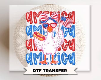 Patriotic Goose DTF Transfer, Ready to Press, Cottagecore 4th of July Tshirt Design