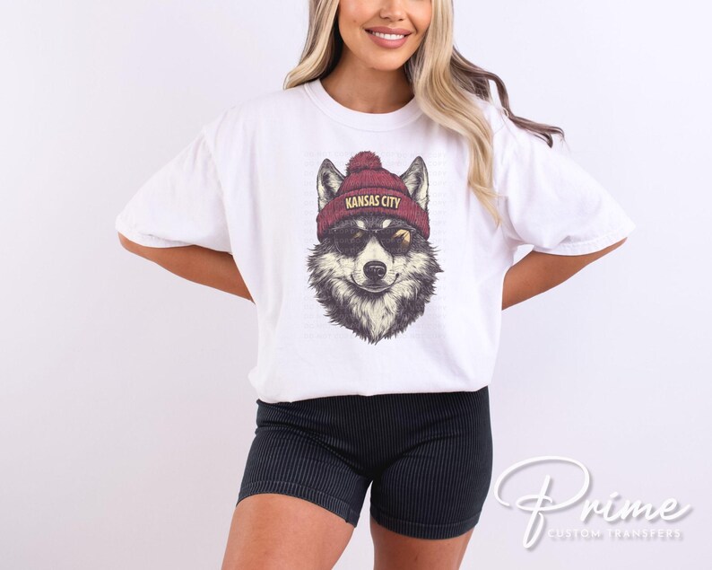 Kansas City Football DTF Transfer, Ready to Press, T-shirt Transfers, Heat Transfer, Direct to Film, Sports Fan Apparel, Wolf, Animal Mascot bild 2