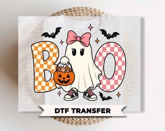 Girl Ghost Halloween DTF Transfers, Ready to Press, Kids Halloween Ghost Shirt Design