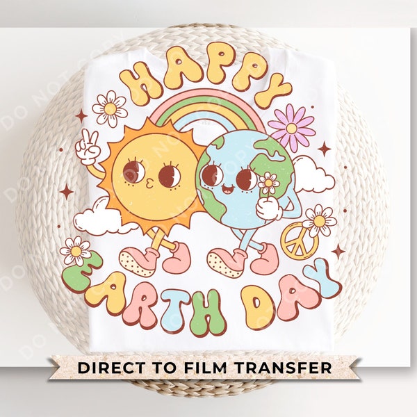 Earth Day DTF Transfers, Ready to Press, T-shirt Transfers, Heat Transfer, Direct to Film, Retro, Mother Nature, Globe, Groovy, Sun, Planet