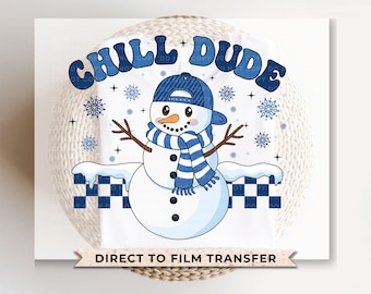 Winter Snowman DTF Transfer, Ready to Press, T-shirt Transfers, Heat Transfer, Direct to Film, Checkered, Kid, Cute Boy Shirt, Funny