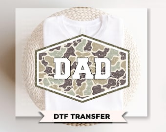 Vintage Camo Dad DTF Transfer, Ready to Press, Father's Day Camouflage Tshirt Design