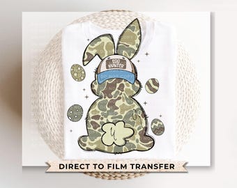 Camo Easter Bunny DTF Transfer, Tshirt Design