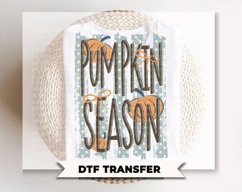 Pumpkin Season DTF Transfer, Ready to Press, Trendy Striped Fall Tshirt Design