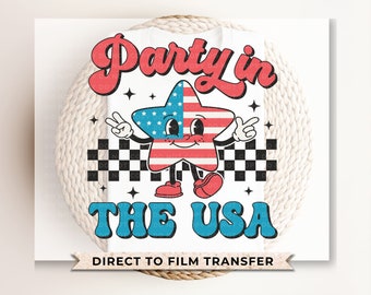 Transferencia DTF del 4 de julio, fiesta en EE. UU., diseño de estrellas