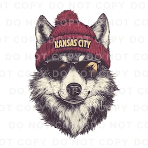 Kansas City Football DTF Transfer, Ready to Press, T-shirt Transfers, Heat Transfer, Direct to Film, Sports Fan Apparel, Wolf, Animal Mascot bild 6