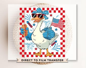 Girl Silly Goose, DTF Transfers, Ready to Press, T-shirt Transfers, Heat Transfer, Direct to Film, 4th of July Kids Patriotic Shirt, Summer