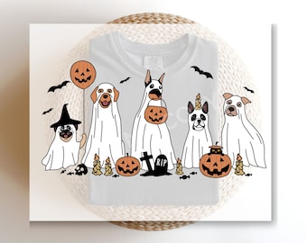 Halloween DTF Transfers, Ready to Press, T-shirt Transfers, Heat Transfer, Direct to Film, Custom Transfers, Spooky, Puppy, Ghost Dogs
