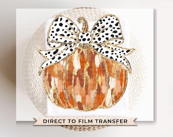 Brushstroke Coquette Pumpkin DTF Transfers, Ready to Press, T-shirt Transfers, Heat Transfer, Direct to Film, Trendy, Fall Dalmatian Bow