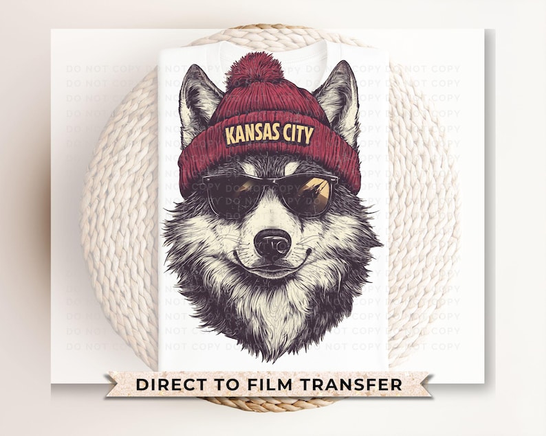 Kansas City Football DTF Transfer, Ready to Press, T-shirt Transfers, Heat Transfer, Direct to Film, Sports Fan Apparel, Wolf, Animal Mascot bild 1