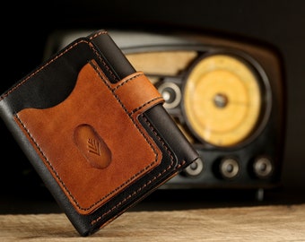 High quality wallet, Handmade leather wallet, Trifold wallet, Mens wallet, Money and credit card holder, Brown and black wallet.