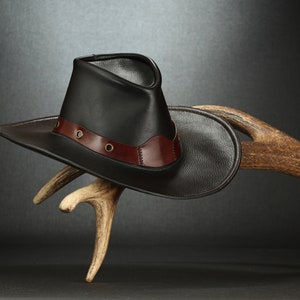 Cowboy leather hat, Black cowboy hat, Country style hat, Handmade hat, Rodeo hat, High quality hat,