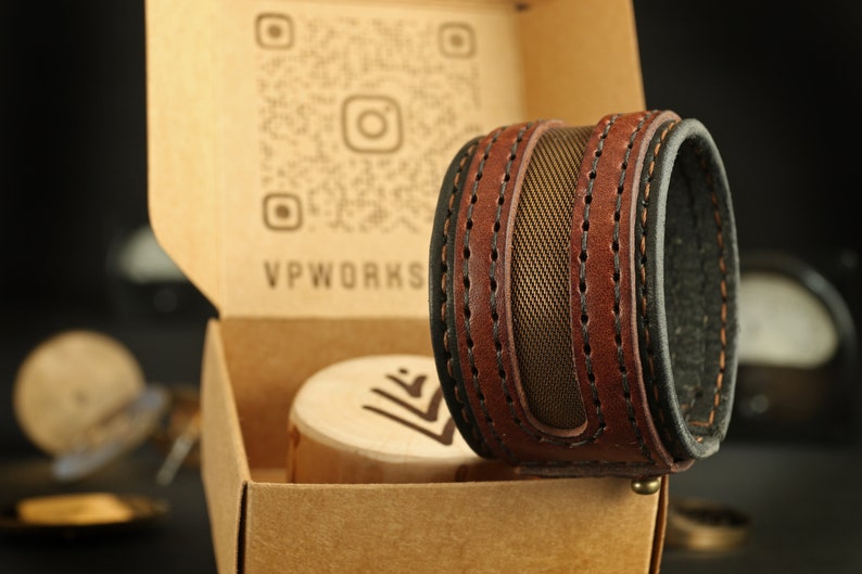 Steampunk bracelet, Brown leather bracelet, Leather wrist cuff, Leather gift, High quality bracelet, Leather jewelry, Leather accessories image 9