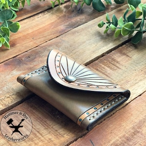 Handgefertigte Leder Boho Kartenetuis, niedlicher Kreditkartenhalter für Frauen, kompakte Geldbörse, Mini-Kartenhalter-Hülle Geschenk für sie