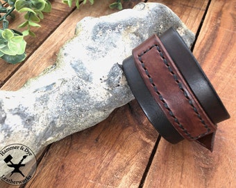 2-tone Adjustable Leather Arm Band for Men, Handmade Edgy