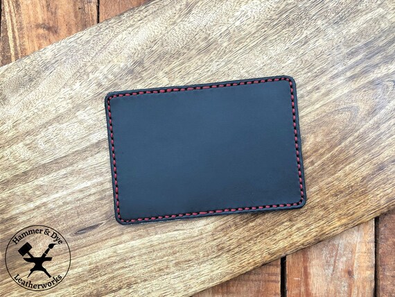 Black Leather Card Wallet, Minimalist Men's Credit Card