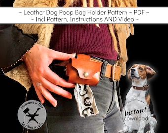 Leather Pattern for Dog Poop Bag Holder with Belt Loop. Leathercraft Template, Pet Waste Bag Dispenser, A4 PDF, instant download,