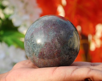 74MM Marron Rubis kyanite Sphère de cristal Guérison spirituelle Méditation Chakra Énergie Boule de pierre minérale