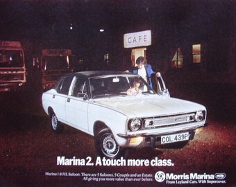 Vintage Original Auto Print Ad UK Freepost 1975 Morris /'Marina TC/' Saloon Motor Car Advertisement
