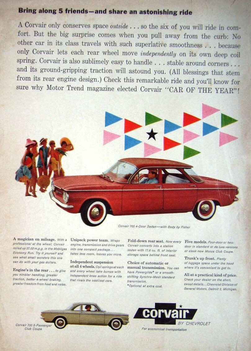 1960 Chevrolet CORVAIR 700 4 door Sedan Auto Print Etsy Ireland