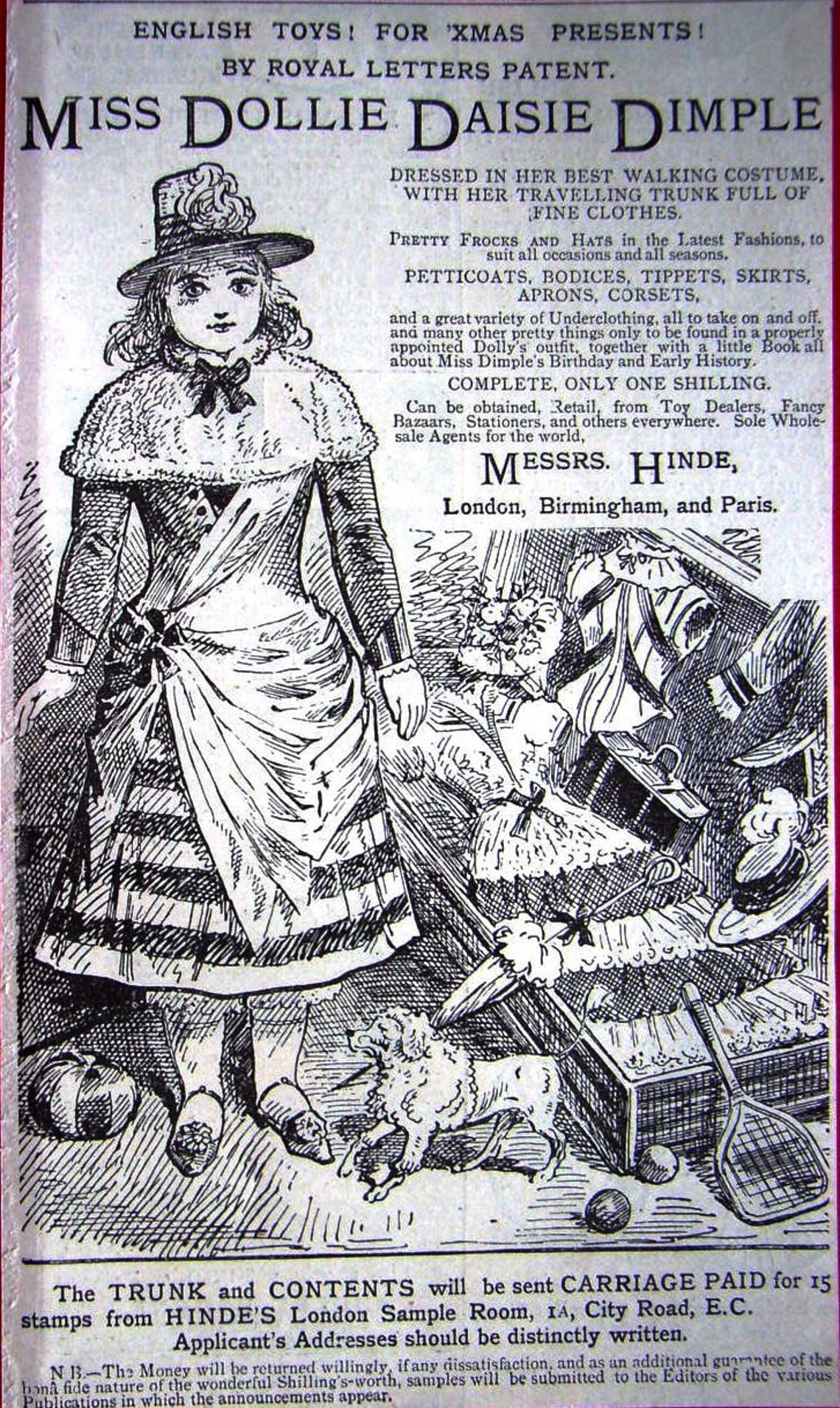 Antique 1885 'DOLLIE DAISY DIMPLE' Doll Advertisment Etsy