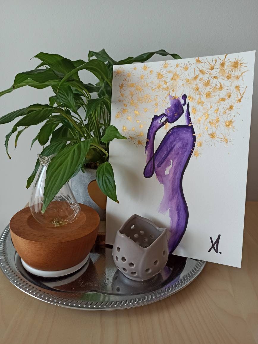 Peinture Aquarelle La Femme Afro, La Beauté