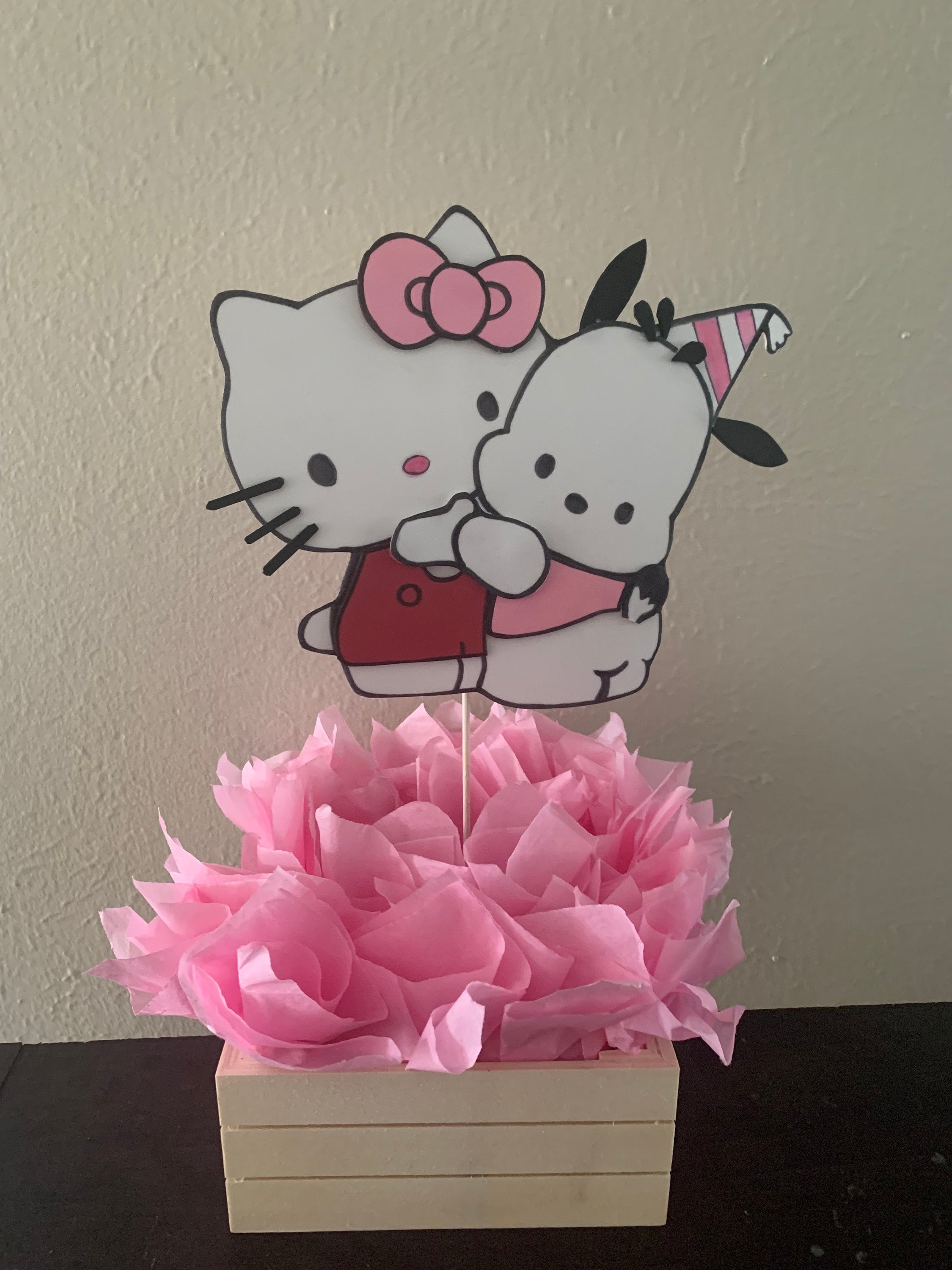 Hello Kitty and Pochacco centerpiece cutout baby shower birthday parties