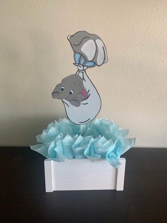 Baby Dumbo in a parachute cut-out centerpiece/baby shower