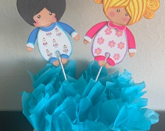 Boy and girl  cut-out centerpiece/baby shower