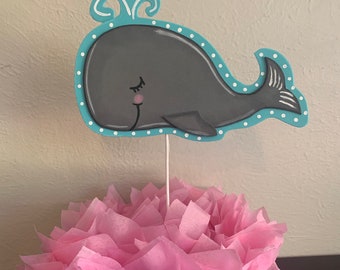 Baby whale cut-out centerpiece/baby shower