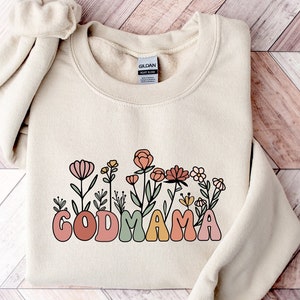 Cute Godmama Sweatshirt, Godmama Gift, Godmother Crewneck, Retro floral godmother, Cute Godmama Gift for Baptism, Godmother Gift sweatshirt