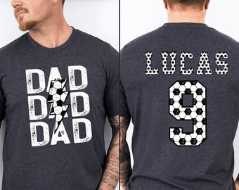 Soccer Dad Shirt, Soccer Dad Shirt With Kids Name & Jersey Number, Game Day Dad Soccer Shirt, Soccer Game Season Shirt, Father's Day Gift