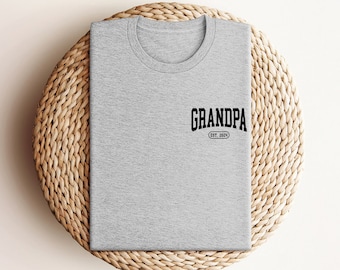 Custom Grandpa Est. 2024 Shirt, Baby Announcement Tee, Dad Est 2024 Shirt, Dad Pocket T-Shirt, Gift For Dad, Gift For Grandpa, Birthday Gift