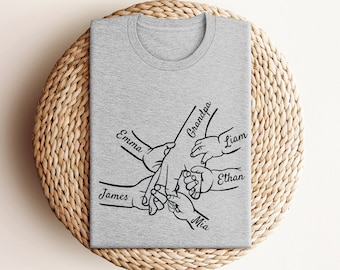 Custom Grandpa and Kids Hands With Names Shirt, Father's Day T-Shirt, Personalized Gift for Grandpa, Gift From Daughter, Father's Day Gift