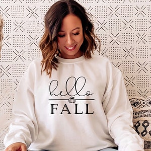 Hello Fall Sweatshirt, Cute Fall Shirts Women, Hello Fall Sweater, Crewneck Pullover, Autumn, Fall Shirts for Women, Fall Shirts