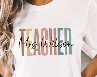 Custom Teacher Shirt, Teacher Mrs Shirt, Teacher Appreciation Shirt, Cute Teacher Shirt, Retro Teacher shirt, Elementary Teacher gift