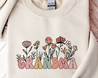 Floral Grandma Sweatshirt, Nana Sweatshirt, Mother&#39;s Day Gift, Gift For Mother,Cute Grandmother Sweatshirt, New Mom Shirt, Grammy Shirt