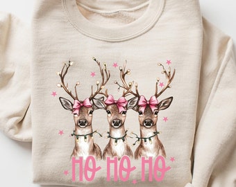 Christmas Reindeer Sweatshirt, Christmas Santa Sweatshirt, Ho Ho Ho Shirt, Cute Reindeers Shirt, Christmas Crewneck, Family Christmas Gift