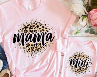Leopard Mama Mini Shirt, Leopard Mom Shirt, Mommy and Me Outfit , Matching Mommy and Me Shirt, Mama and Mini Shirts