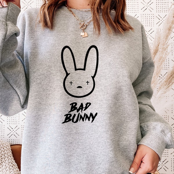 Bad Bunny Sweatshirt, Bad bunny crew neck sweatshirt Bad bunny shirt Vintage clothing. 90s sweatshirt. Loose fit. Oversized