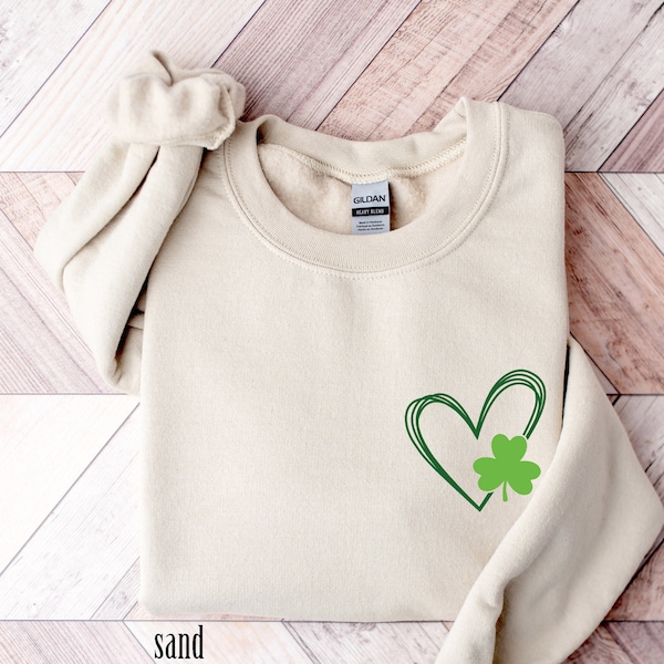 Heart Shamrock Pocket Sweatshirt, Saint Patricks Day Shamrock Sweatshirt, St. Patrick's Day Gift, Clover Shirt