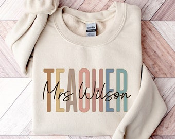 Custom Teacher Sweatshirt, Teacher Mrs Sweatshirt, Cute Teacher Crewneck, Teacher Appreciation gift, Gift for Teacher, Retro Teacher shirt