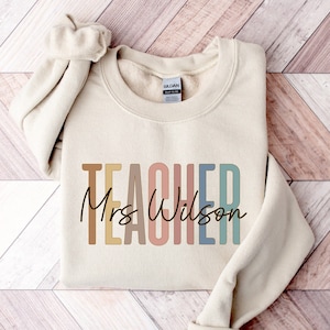 Custom Teacher Sweatshirt, Teacher Mrs Sweatshirt, Cute Teacher Crewneck, Teacher Appreciation gift, Gift for Teacher, Retro Teacher shirt