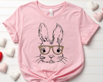 Easter Bunny With Glasses Shirt, Bunny With Glasses Shirt, Kids Easter Shirt, Cute Easter Shirt, Easter Shirt for Woman, Easter Bunny Shirt