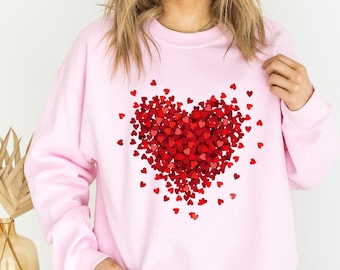 Womens Heart Sweatshirt, Valentine day Heart Sweatshirt, Love Sweatshirt, Womens Gifts, Gift for Wife, Heart Shirt, Pullover Sweatshirt