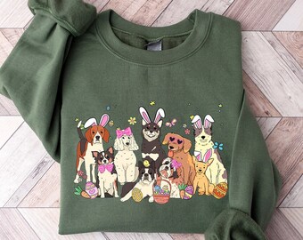 Easter Dogs Sweatshirt, Easter Dogs Hoodie, Dog Lover Sweater, Easter Dogs Gift, Cute Gift for Dog Lover, Dog Mom Shirt, Easter Graphic Gift