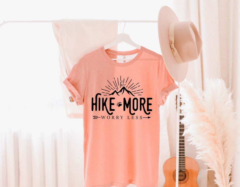 Hiking Shirt, Hike More Worry Less Ladies' Unisex T-Shirt, Adventure camping shirt, outdoors, Wanderlust shirt, arrows, women's unisex image 5