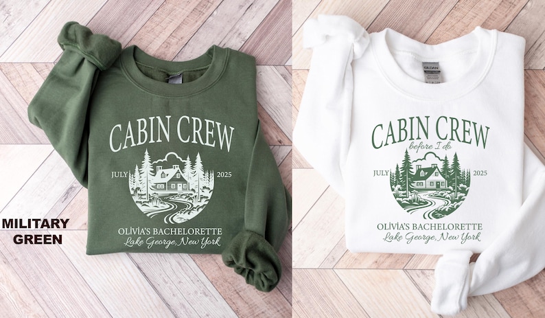 Custom Cabin Crew Bachelorette Sweatshirt, Camping Bachelorette Party Shirt, Bachelorette Favors, Bachelorette Crewneck, Girls Trip Shirt image 1